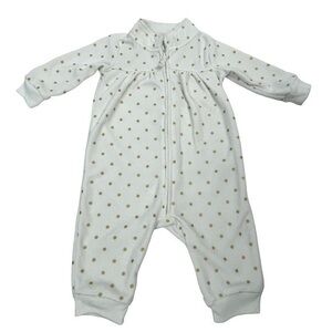 Carter’s One Piece Zip Front | Baby 6 months | White Gold Polka Dots